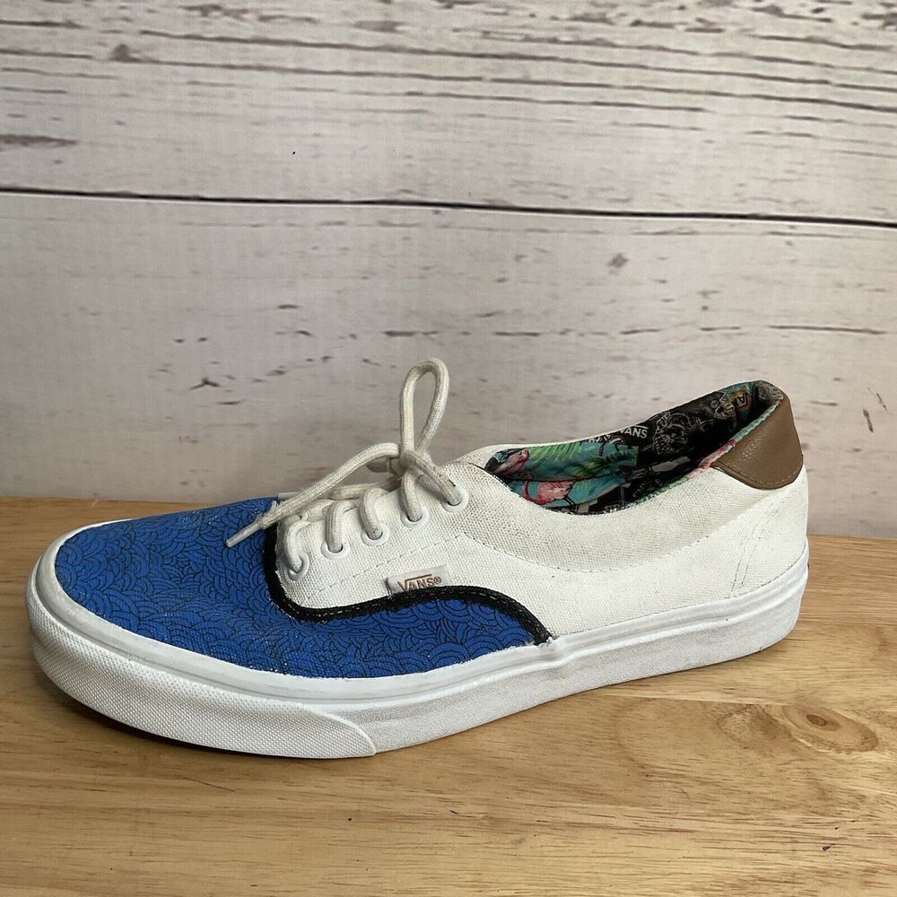 Vans Off The Wall Mens 10 Skate Sneakers Blue/White Canvas Shoes Lace Up